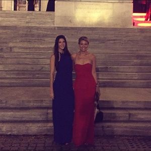 STUNNING Badgley Mischka Red Rosalind Peplum Gown